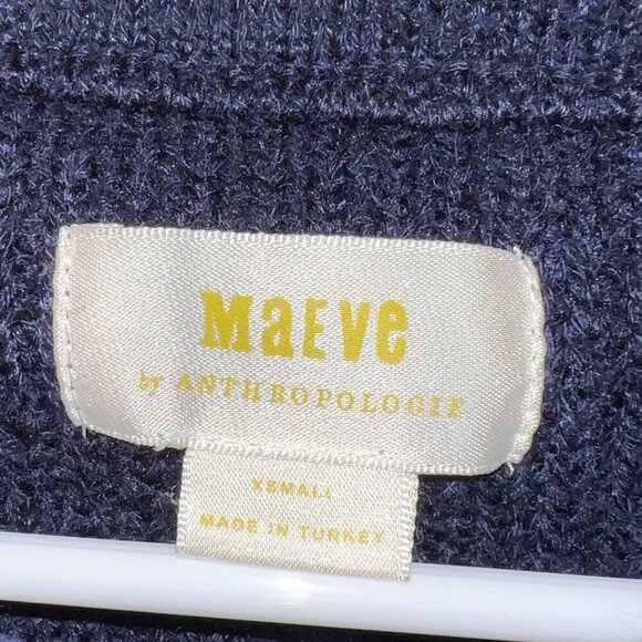 Anthropologie Women's Maeve Quarter-Zip Sweater Tee Navy Blue Size XS - Picture 5 of 7